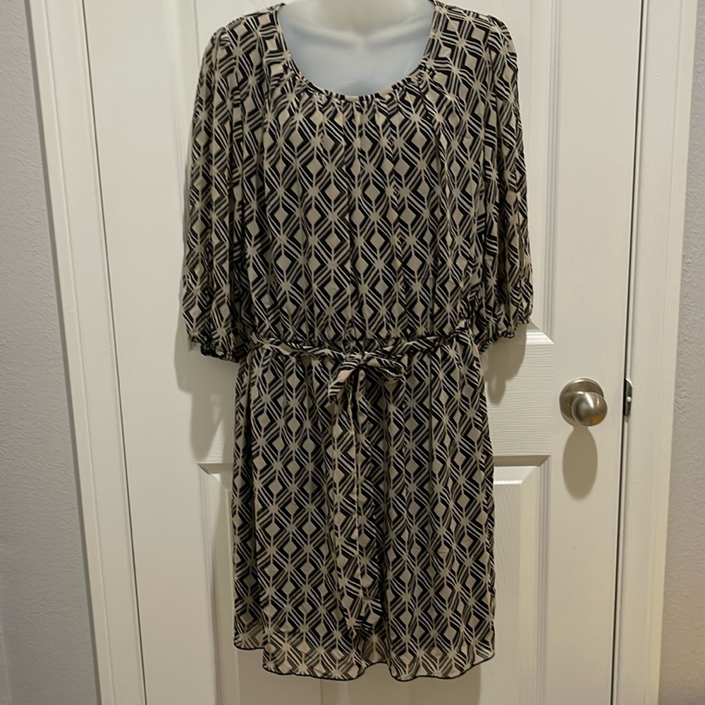 Enfocus Studio Black and Cream Geometric Dress